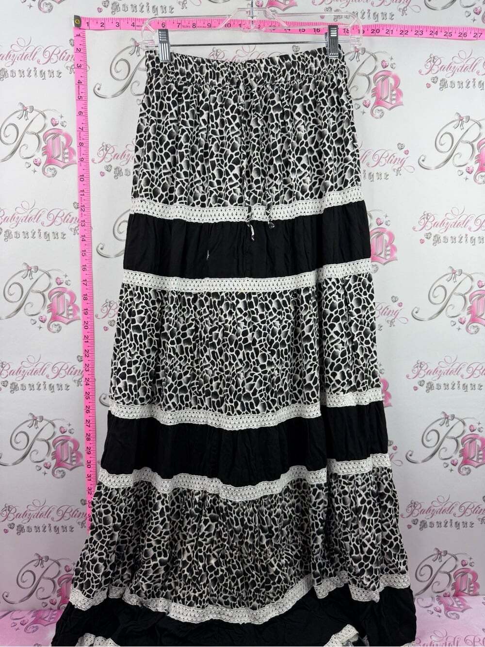NG skirt ruffle tiered print Black & White Tiered Maxi Skirt
